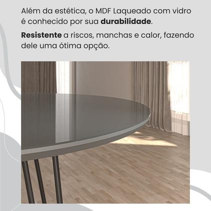Imagem de Conjunto Sala de Jantar Mesa Redonda 100cm Base Omega Tampo Mdf Laca com Vidro Napoli