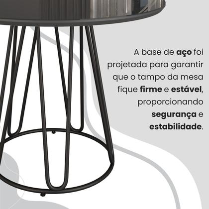 Imagem de Conjunto Sala de Jantar Mesa Redonda 100cm Base Omega Tampo Mdf Laca com Vidro Napoli