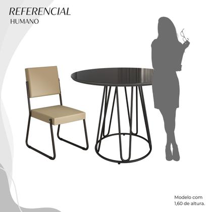 Imagem de Conjunto Sala de Jantar Mesa Redonda 100cm Base Omega Tampo Mdf Laca com Vidro Napoli