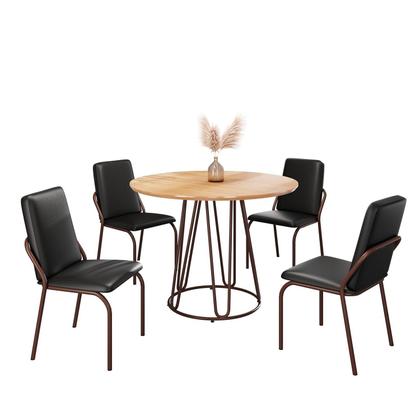 Imagem de Conjunto Sala de Jantar Mesa Redonda 100cm Base Omega Tampo Mdf Malibu