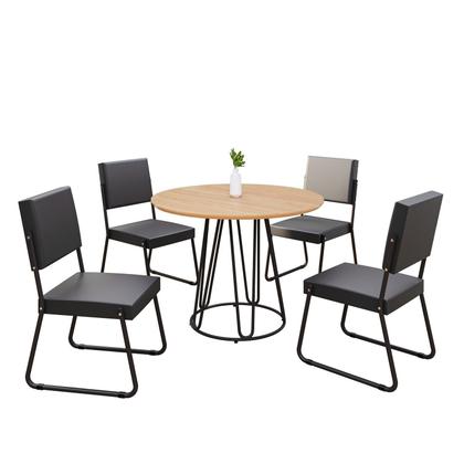 Imagem de Conjunto Sala de Jantar Mesa Redonda 100cm Base Omega Tampo Mdf Napoli