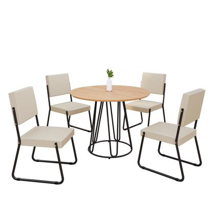 Imagem de Conjunto Sala de Jantar Mesa Redonda 100cm Base Omega Tampo Mdf Napoli