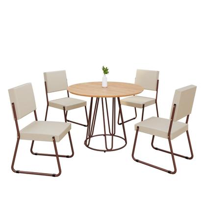 Imagem de Conjunto Sala de Jantar Mesa Redonda 100cm Base Omega Tampo Mdf Napoli