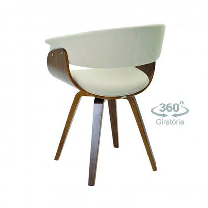 Imagem de Conjunto Sala de Jantar Mesa Redonda 120cm Eiffel Tampo com 4 Cadeiras Betina Giratória Creme