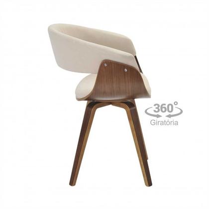 Imagem de Conjunto Sala de Jantar Mesa Redonda 120cm Eiffel Tampo com 4 Cadeiras Betina Giratória Creme