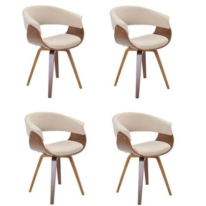 Imagem de Conjunto Sala de Jantar Mesa Redonda 120cm Eiffel Tampo com 4 Cadeiras Betina Giratória Creme