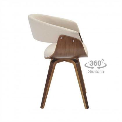 Imagem de Conjunto Sala de Jantar Mesa Redonda 120cm Eiffel Tampo com 4 Cadeiras Betina Giratória Creme