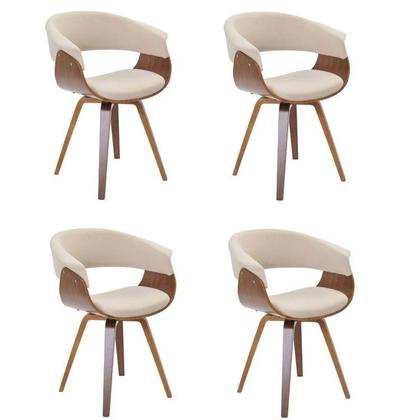 Imagem de Conjunto Sala de Jantar Mesa Redonda 120cm Eiffel Tampo com 4 Cadeiras Betina Giratória Creme