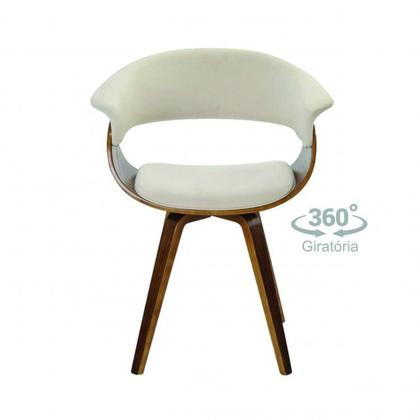 Imagem de Conjunto Sala de Jantar Mesa Redonda 120cm Eiffel Tampo com 4 Cadeiras Betina Giratória Creme