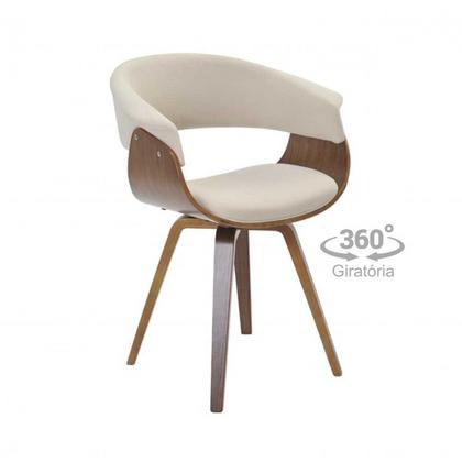 Imagem de Conjunto Sala de Jantar Mesa Redonda 120cm Eiffel Tampo com 4 Cadeiras Betina Giratória Creme