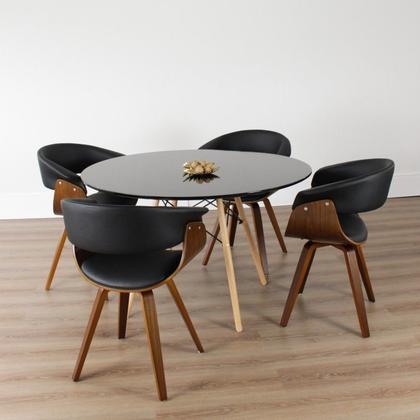 Imagem de Conjunto Sala de Jantar Mesa Redonda 120cm Eiffel Tampo Mdf com 4 Cadeiras Betina Pu