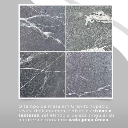 Imagem de Conjunto Sala de Jantar Mesa Redonda 70cm Tampo Granito Topázio 4 Cadeiras Linda Yescasa Branco/Paraopeba