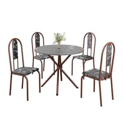 Imagem de Conjunto Sala de Jantar Mesa Redonda 70cm Tampo Granito Topázio 4 Cadeiras Linda Yescasa