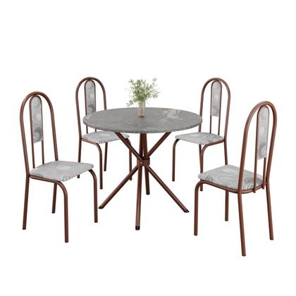 Imagem de Conjunto Sala de Jantar Mesa Redonda 70cm Tampo Granito Topázio 4 Cadeiras Linda Yescasa