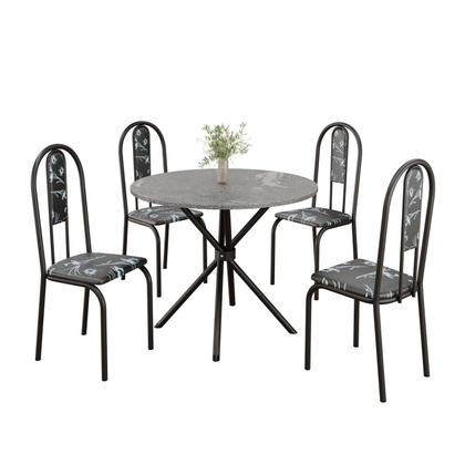 Imagem de Conjunto Sala de Jantar Mesa Redonda 70cm Tampo Granito Topázio 4 Cadeiras Linda Yescasa