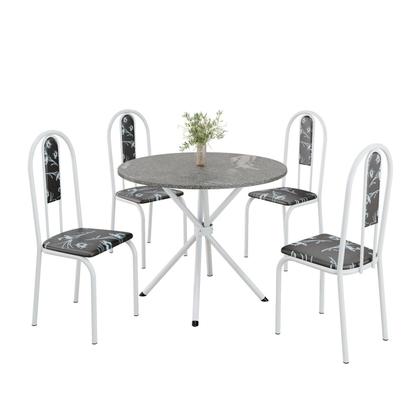 Imagem de Conjunto Sala de Jantar Mesa Redonda 70cm Tampo Granito Topázio 4 Cadeiras Linda Yescasa