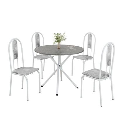 Imagem de Conjunto Sala de Jantar Mesa Redonda 70cm Tampo Granito Topázio 4 Cadeiras Linda Yescasa