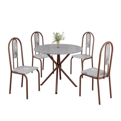 Imagem de Conjunto Sala de Jantar Mesa Redonda 75cm Tampo Granito Ocre 4 Cadeiras Linda Yescasa