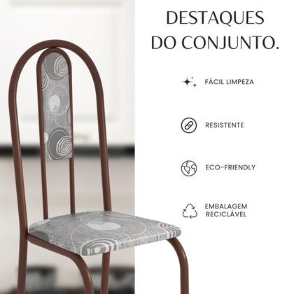 Imagem de Conjunto Sala de Jantar Mesa Redonda 75cm Tampo Granito Ocre 4 Cadeiras Linda Yescasa