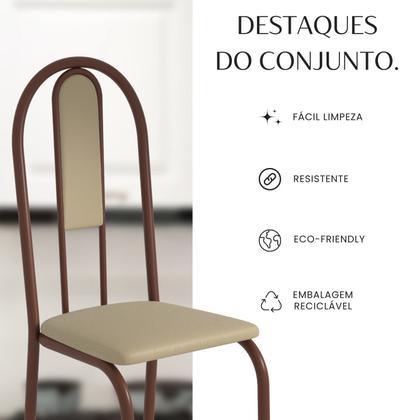 Imagem de Conjunto Sala de Jantar Mesa Redonda 75cm Tampo Granito Ocre 4 Cadeiras Linda Yescasa