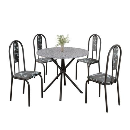 Imagem de Conjunto Sala de Jantar Mesa Redonda 75cm Tampo Granito Ocre 4 Cadeiras Linda Yescasa
