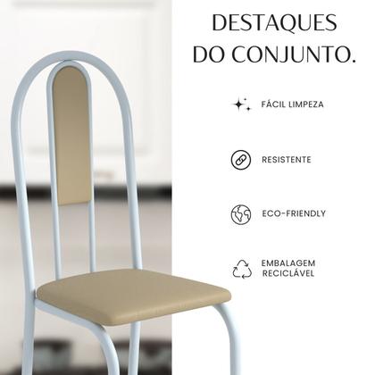 Imagem de Conjunto Sala de Jantar Mesa Redonda 75cm Tampo Granito Ocre 4 Cadeiras Linda Yescasa