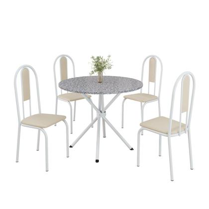 Imagem de Conjunto Sala de Jantar Mesa Redonda 75cm Tampo Granito Ocre 4 Cadeiras Linda Yescasa