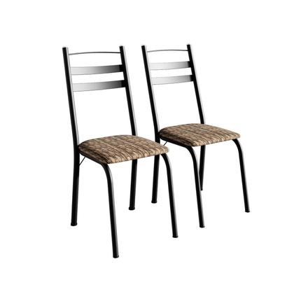 Imagem de Conjunto Sala de Jantar Mesa Redonda 80cm Tampo Granito com 4 Cadeiras Milla Preto/Rattan/Ocre