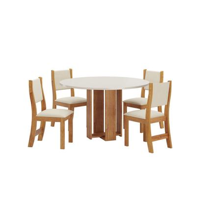 Imagem de Conjunto Sala de Jantar Mesa Redonda com 4 Cadeiras Jady e Sol