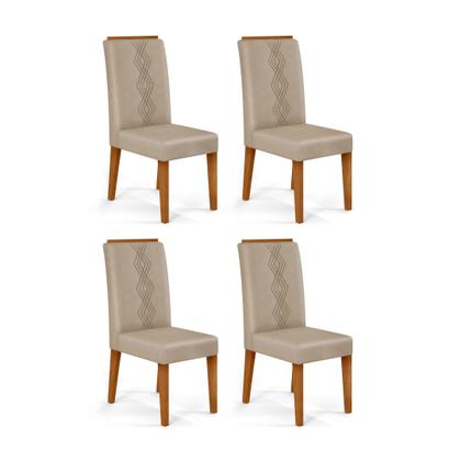 Imagem de Conjunto Sala de Jantar Mesa Redonda Kiara Tampo de Vidro com 4 Cadeiras Yasmin