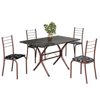 Imagem de Conjunto Sala de Jantar Mesa Retangular 100x60cm Tampo Ardósia Indiana 4 Cadeiras Rio