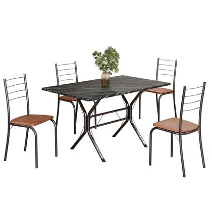 Imagem de Conjunto Sala de Jantar Mesa Retangular 100x60cm Tampo Ardósia Indiana 4 Cadeiras Rio