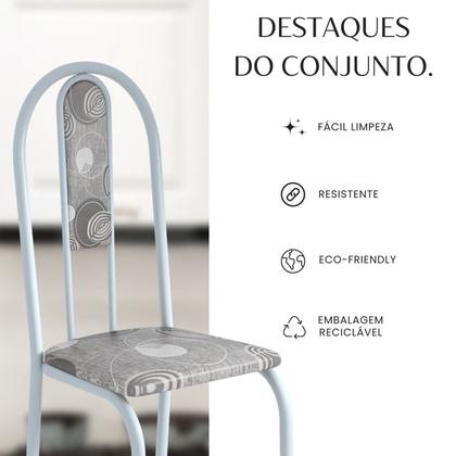 Imagem de Conjunto Sala de Jantar Mesa Retangular 100x60cm Tampo Granito Ocre 4 Cadeiras Linda Yescasa Branco/Paraopeba