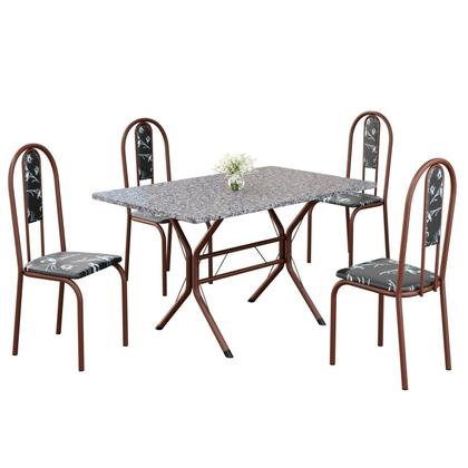 Imagem de Conjunto Sala de Jantar Mesa Retangular 100x60cm Tampo Granito Ocre 4 Cadeiras Linda Yescasa