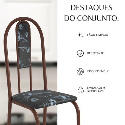 Imagem de Conjunto Sala de Jantar Mesa Retangular 100x60cm Tampo Granito Ocre 4 Cadeiras Linda Yescasa