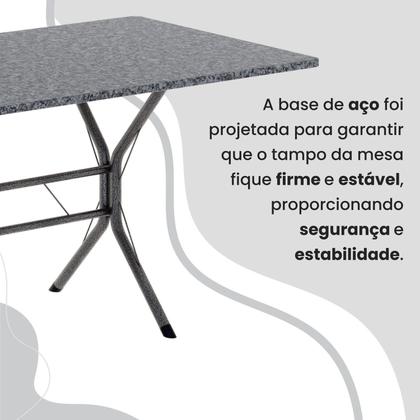 Imagem de Conjunto Sala de Jantar Mesa Retangular 100x60cm Tampo Granito Ocre 4 Cadeiras Linda Yescasa