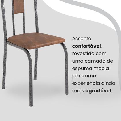 Imagem de Conjunto Sala de Jantar Mesa Retangular 100x60cm Tampo Granito Ocre 4 Cadeiras Linda Yescasa