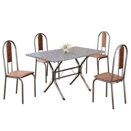 Imagem de Conjunto Sala de Jantar Mesa Retangular 100x60cm Tampo Granito Ocre 4 Cadeiras Linda Yescasa