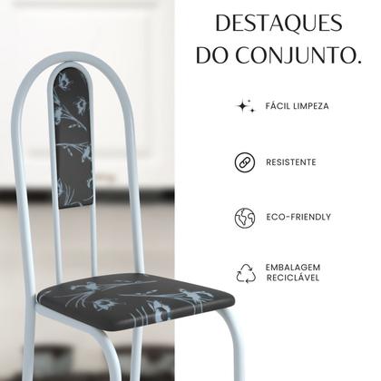 Imagem de Conjunto Sala de Jantar Mesa Retangular 100x60cm Tampo Granito Ocre 4 Cadeiras Linda Yescasa