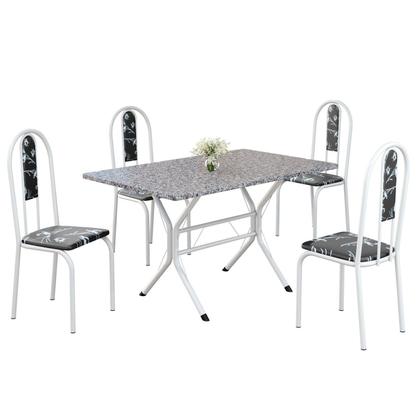 Imagem de Conjunto Sala de Jantar Mesa Retangular 100x60cm Tampo Granito Ocre 4 Cadeiras Linda Yescasa