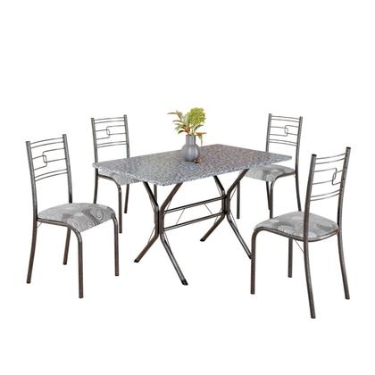 Imagem de Conjunto Sala de Jantar Mesa Retangular 100x60cm Tampo Granito Ocre 4 Cadeiras Paraty