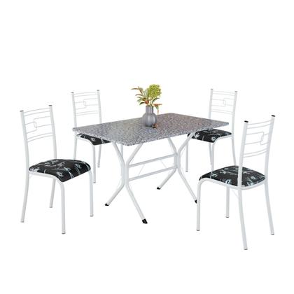 Imagem de Conjunto Sala de Jantar Mesa Retangular 100x60cm Tampo Granito Ocre 4 Cadeiras Paraty