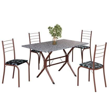 Imagem de Conjunto Sala de Jantar Mesa Retangular 100x60cm Tampo Granito Ocre 4 Cadeiras Rio