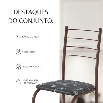 Imagem de Conjunto Sala de Jantar Mesa Retangular 100x60cm Tampo Granito Ocre 4 Cadeiras Rio