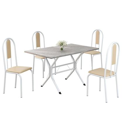 Imagem de Conjunto Sala de Jantar Mesa Retangular 100x60cm Tampo Granito Topázio 4 Cadeiras Linda Yescasa