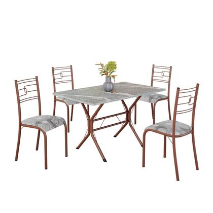 Imagem de Conjunto Sala de Jantar Mesa Retangular 100x60cm Tampo Granito Topázio 4 Cadeiras Paraty