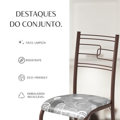 Imagem de Conjunto Sala de Jantar Mesa Retangular 100x60cm Tampo Granito Topázio 4 Cadeiras Paraty