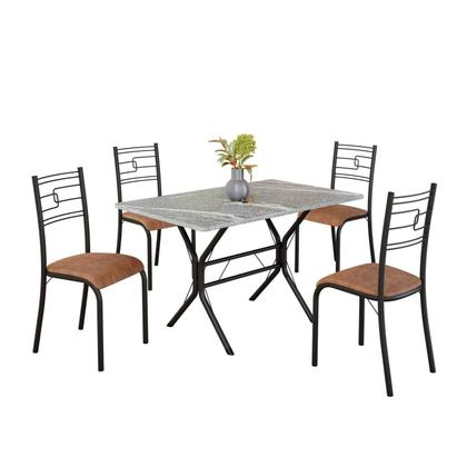 Imagem de Conjunto Sala de Jantar Mesa Retangular 100x60cm Tampo Granito Topázio 4 Cadeiras Paraty