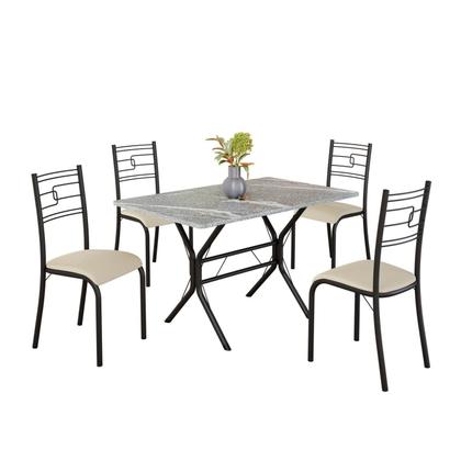 Imagem de Conjunto Sala de Jantar Mesa Retangular 100x60cm Tampo Granito Topázio 4 Cadeiras Paraty