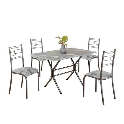 Imagem de Conjunto Sala de Jantar Mesa Retangular 100x60cm Tampo Granito Topázio 4 Cadeiras Paraty